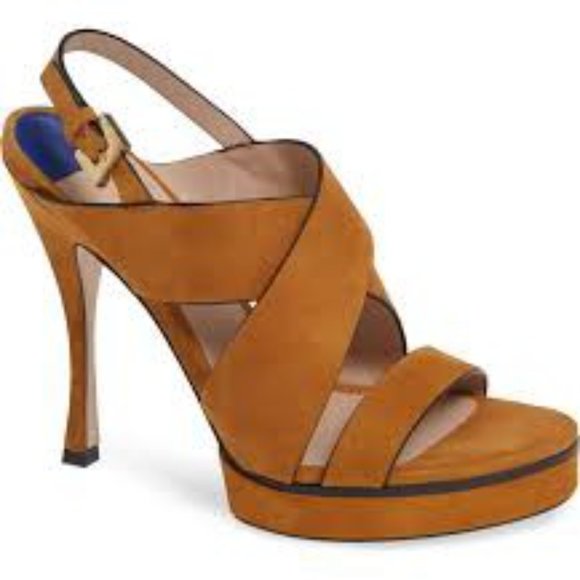 Stuart Weitzman Shoes - Stuart Weitzman Womens Hester Tan Cognac Suede Platform Stiletto Heels Size 8.5